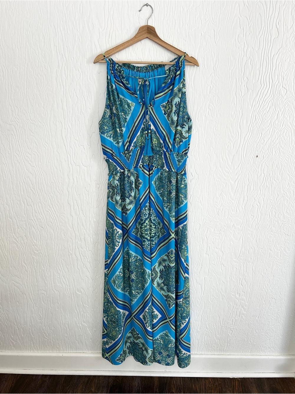 Taylor Blue & Teal Geometric Halter Maxi Dress - Picture 2 of 6
